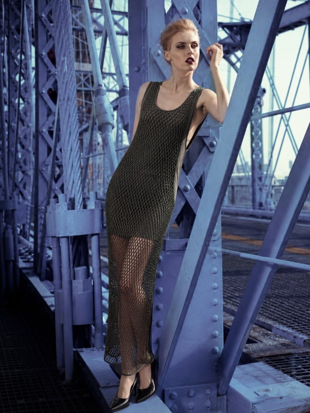 Alexandre Vauthier Army Green T-Strap Mesh Dress